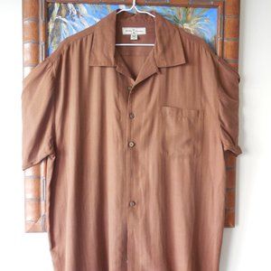 Tommy Bahama brown 100% silk short sleeve XL